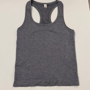 Lululemon Striped Gray Swiftly Tech Waist Length Tank Top - Size 2